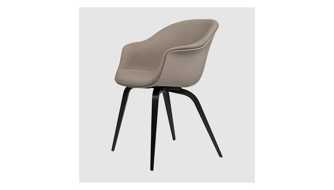 Bat Dining Chair, Wood Base - Front Upholstered in Crisp 04115椅子